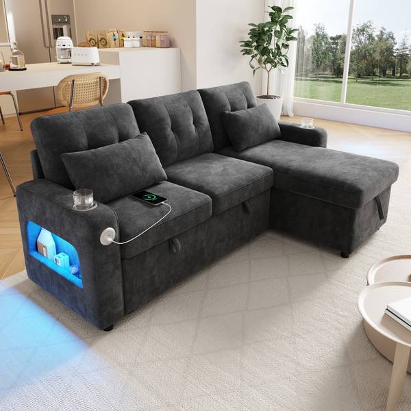 Schlafsofa ChenilLade Ⅲ Grau - Chenille - 131 x 85 x 206 cm