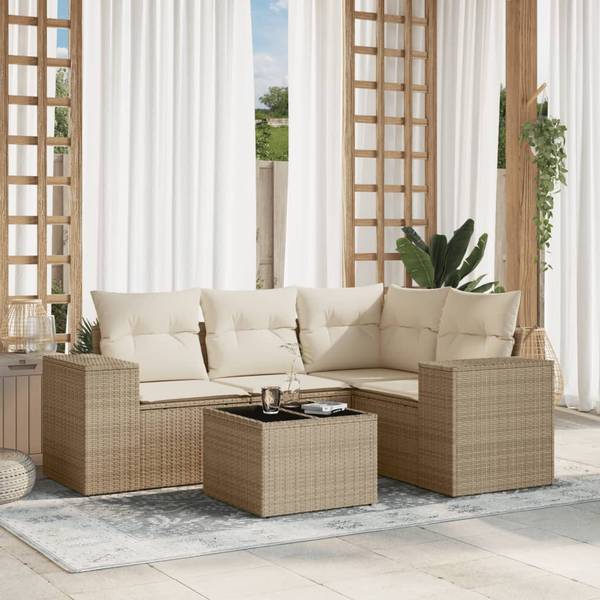Garten-Lounge-Set 3035573-2 (5-teilig) Beige - Creme - Weiß
