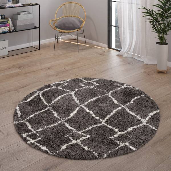 Hochflor-Teppich Orebro 170 Grau - Textil - 120 x 120 cm