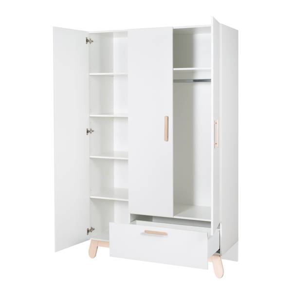 Kleiderschrank Clara Weiß - Holzwerkstoff - 134 x 200 x 52 cm