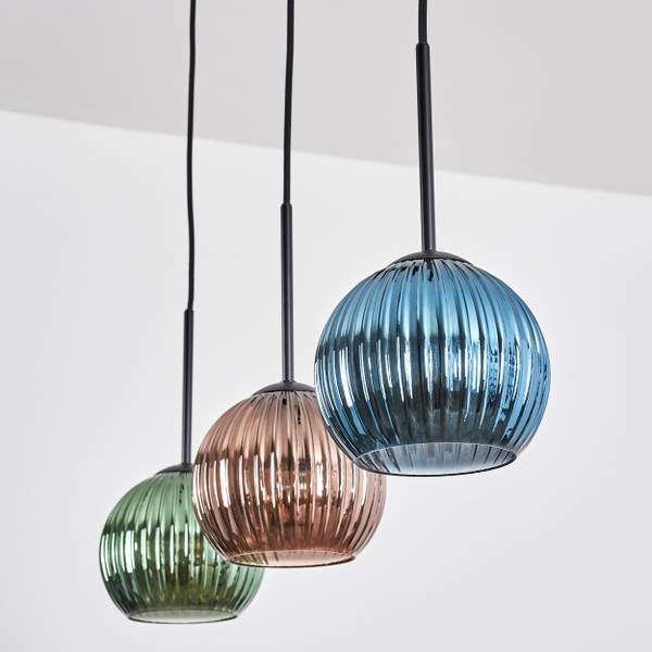 Pendelleuchte Cesaro Blau - Grün - Aluminium - Klarglas - 15 x 120 x 70 cm