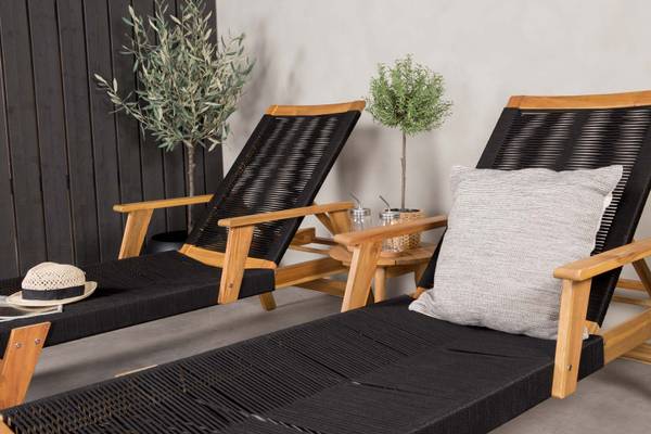 Loungeset Acacia 3-delig zwart - metaal - 40 x 42 x 40 cm