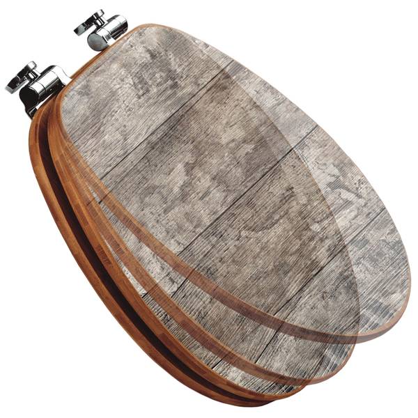 WC-Sitz mit Absenkautomatik Alte Planken Braun - Bambus - Holzwerkstoff - 38 x 5 x 49 cm