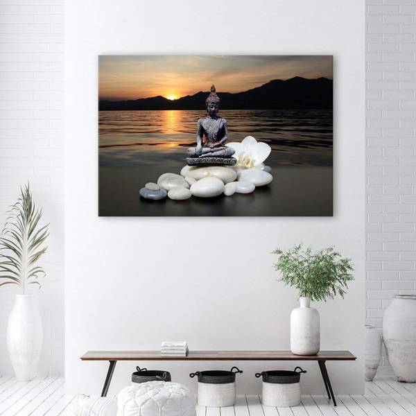 Wandbild buddha sonnenuntergang 60 x 40 cm