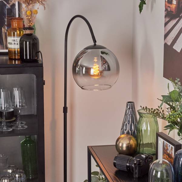 Stehlampe Cesaro Grau - Silber - Metall - 11 x 141 x 105 cm