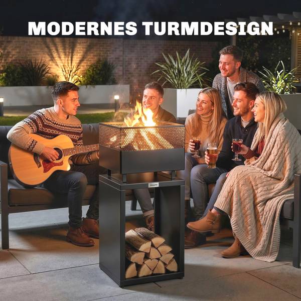 Feuerschale 842-456V00BK Schwarz - Metall - 39 x 87 x 39 cm