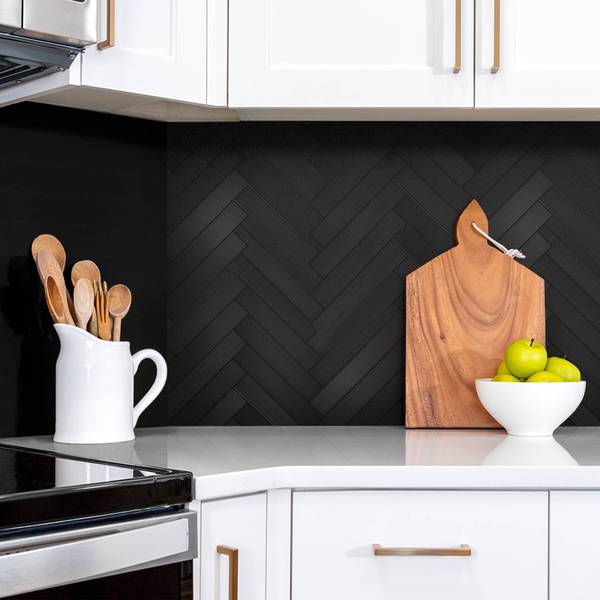 Selbstklebendes Wandpaneel Dunkle Schwarz - Polyester PVC - 100 x 50 x 0 cm