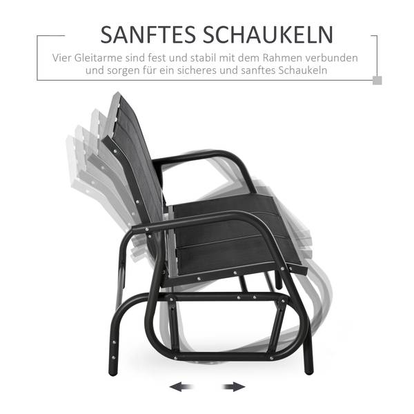 Banc à bascule 84B-531 Noir - Métal - 70 x 85 x 147 cm
