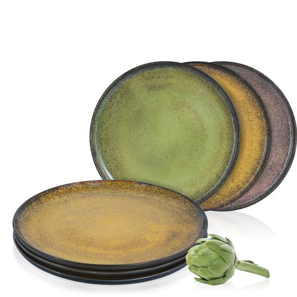 VIDA 6x Dinnerteller Porzellan vintage Pinie - 11 x 31 x 29 cm