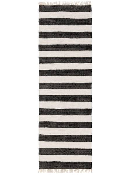 Tapijt van gerecycled materiaal Tom zwart - wit - 70 x 200 cm