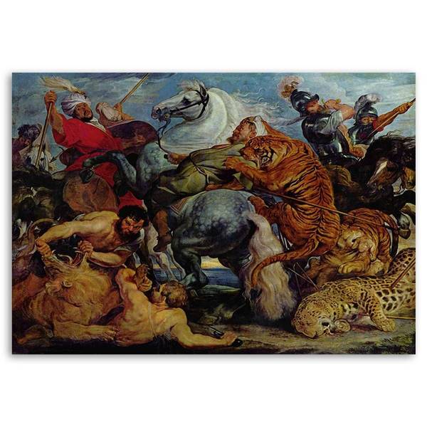 Wandbild die tigerjagd  p. p. rubens 120 x 80 cm