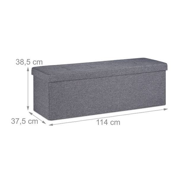 Sitzbank mit 3 Fächern Grau - Polyester - 114 x 39 x 38 cm