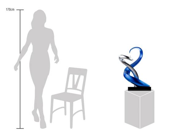 Skulptur Abstrakt Fal Blau - Silber - Kunststein - Kunststoff - 45 x 63 x 28 cm