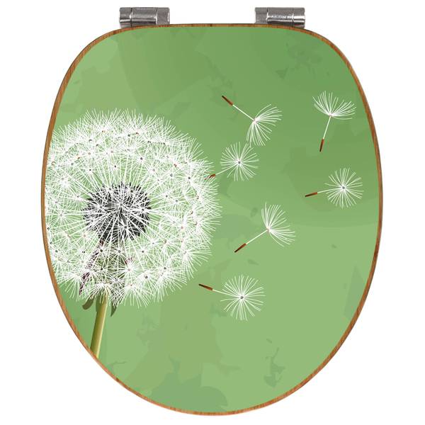 WC-Sitz mit Absenkautomatik Pusteblume 3 Grün - Bambus - Holzwerkstoff - 38 x 5 x 49 cm