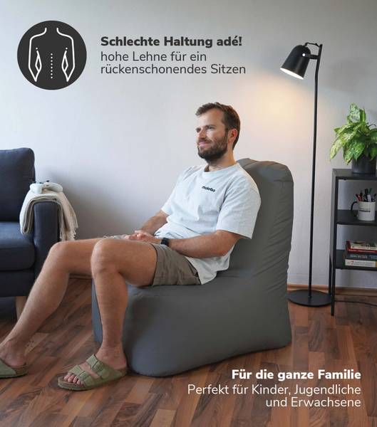 Sitzsack Der Däumchendreher 2tlg. Grau - Textil - 60 x 86 x 85 cm