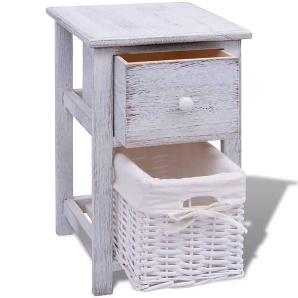 Nachttisch DE314 Weiß - Massivholz - 28 x 45 x 31 cm