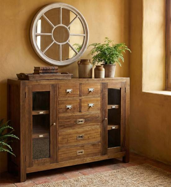 KONSOLE aus BRAUNEM HOLZ  L 115 cm Braun - Holz teilmassiv - 115 x 90 x 27 cm