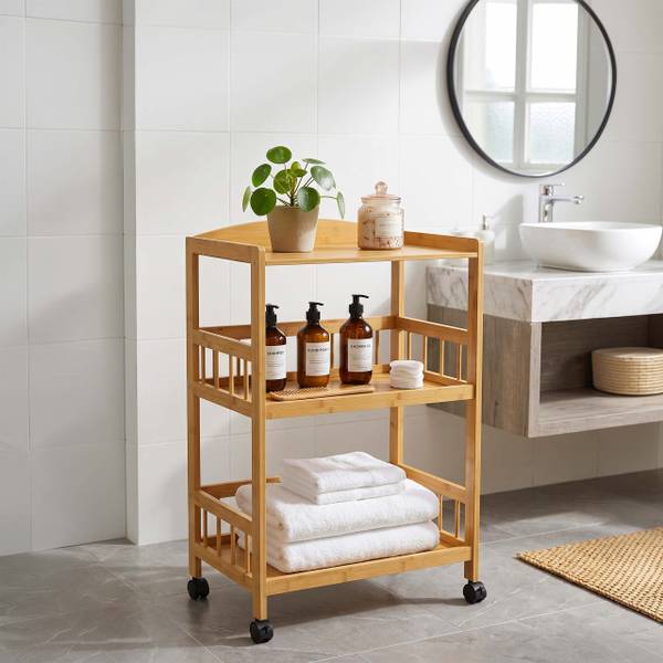 Servierwagen Bambus Braun - Bambus - Kunststoff - 53 x 80 x 30 cm