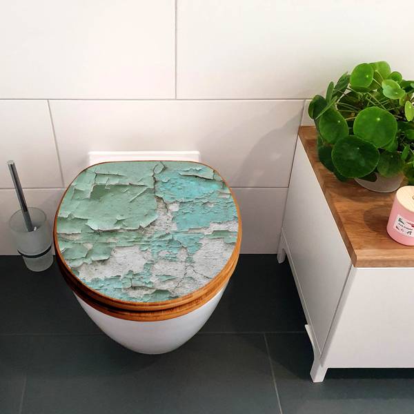 WC-Sitz mit Absenkautomatik Patina Mint Türkis - Bambus - Holzwerkstoff - 38 x 5 x 49 cm