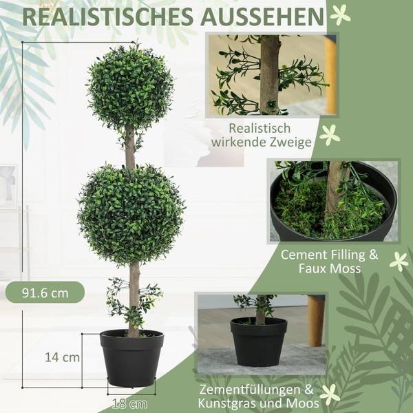 Buchsbaum CD81 2er-Set Grün - Kunststoff - 18 x 92 x 18 cm