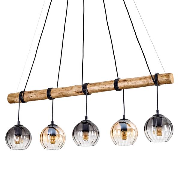 Pendelleuchte Cesaro Braun - Grau - Holzwerkstoff - Metall - 34 x 150 x 100 cm