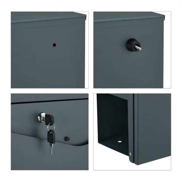 Brievenbus met krantenrol antraciet grijs - staal - 37 x 37 x 11 cm