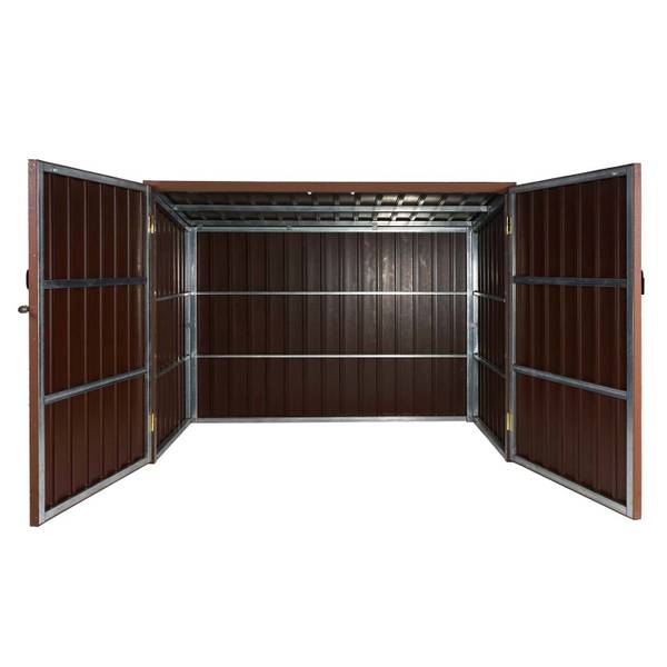 Fietsgarage J29 (2 stuks) bruin - metaal - deels massief hout - 213 x 172 x 112 cm