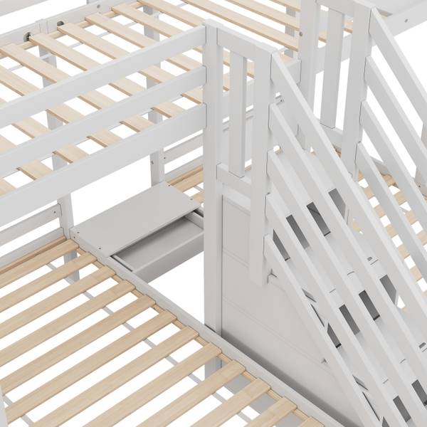 Etagenbett Terra Ⅰ Weiß - Holzwerkstoff - Massivholz - 240 x 163 x 240 cm
