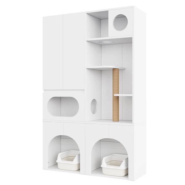 Haustierschrank BAMU23 Ⅳ Weiß - Holzwerkstoff - 45 x 195 x 140 cm