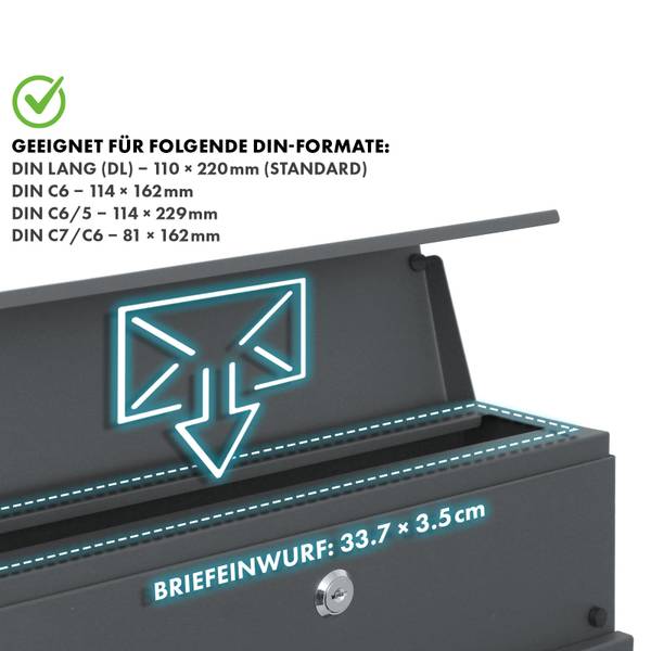 Briefkasten Armand Grau - Stahl - 37 x 37 x 11 cm