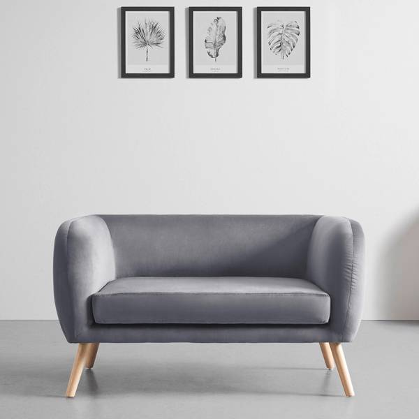 2-Sitzer-Sofa BRUNO Grau - Textil - Holz teilmassiv - 124 x 68 x 71 cm
