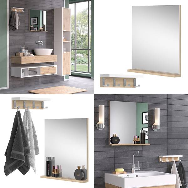 Badezimmerspiegel Henri 40821 Weiß - Glas - 50 x 52 x 8 cm