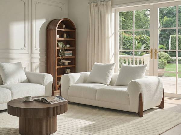 2-Sitzer Sofa VINLIDEN Braun - Weiß - Naturfaser - 180 x 62 x 87 cm