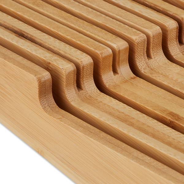 Rangement à tiroir pour 16 couteaux Marron - Bambou - 24 x 6 x 40 cm