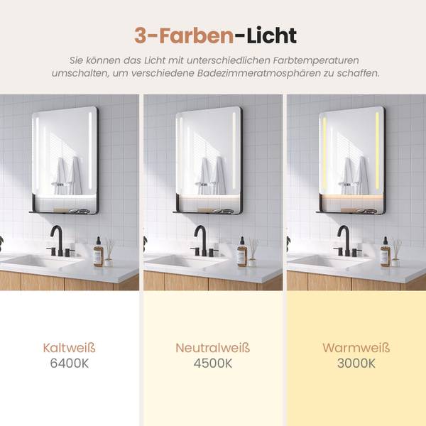 Wandspiegel mit Ablage LM1275U 50 x 70 cm