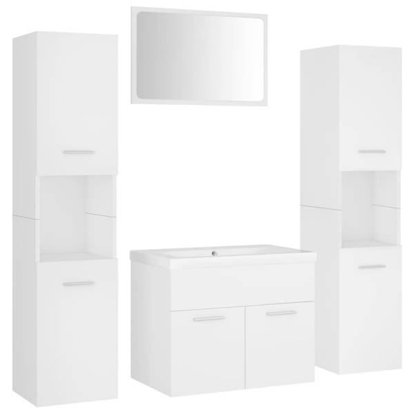 Badkamermeubelset 3007826 set van 5 wit - plaatmateriaal op houtbasis - kunststof - 60 x 46 x 38 cm