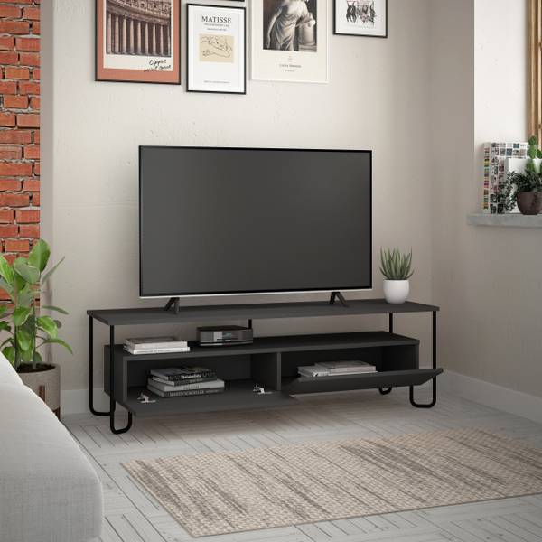 TV-Regal CORNEA Lowboard Anthrazitgrau Grau - Holzwerkstoff - 150 x 45 x 42 cm