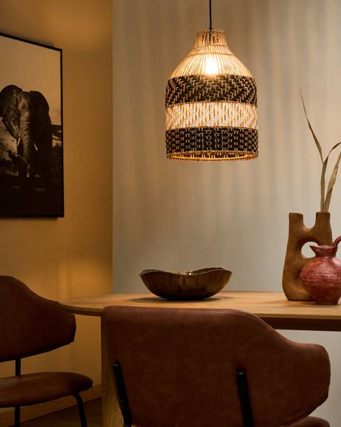 Pendelleuchten TURABO Schwarz - Blau - Weiß - Rattan - 29 x 155 x 29 cm