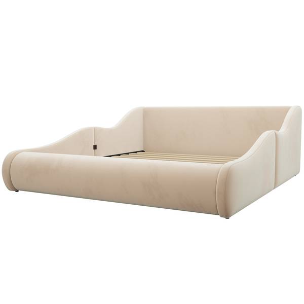 Polsterbett Muses Ⅰ Beige - Holzwerkstoff - Textil - 99 x 59 x 212 cm