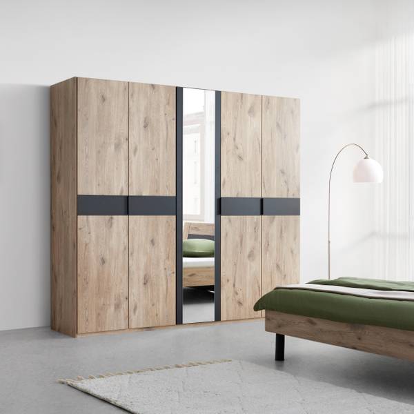 Drehtürenschrank BERGAMO Braun - Grau - Holzwerkstoff - 225 x 208 x 58 cm