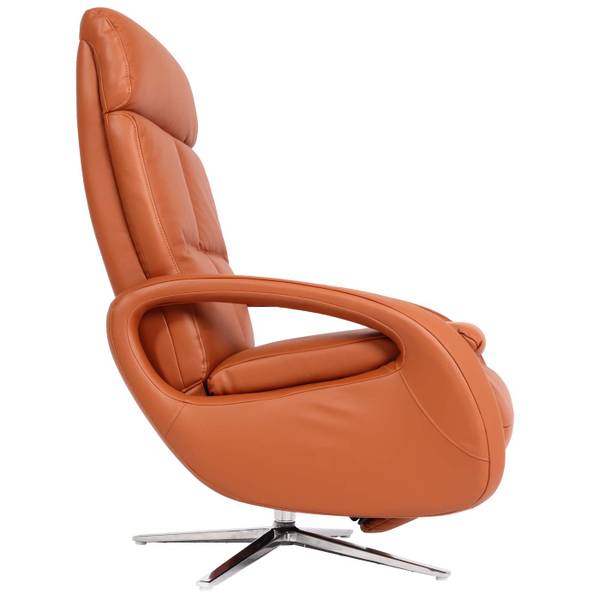 Relaxsessel L11 drehbar, Voll-Leder Braun - Taupe