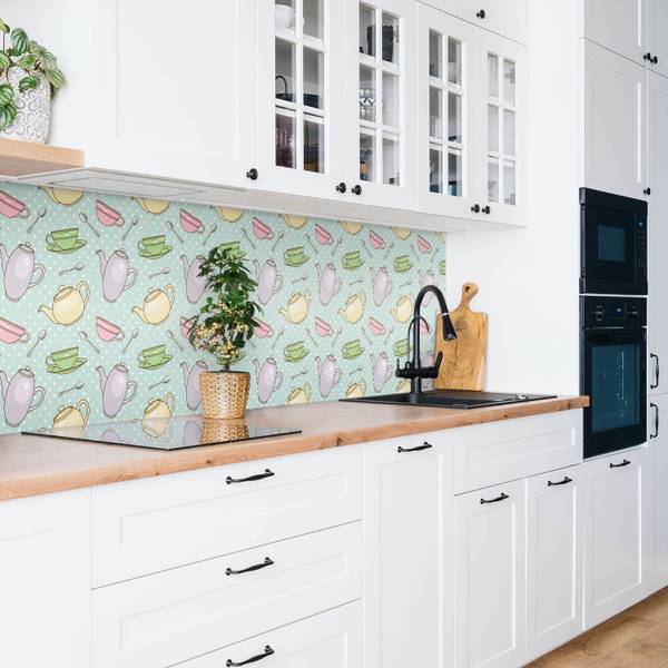 Selbstklebendes Wandpaneel Tassen Polyester PVC - 100 x 50 x 0 cm