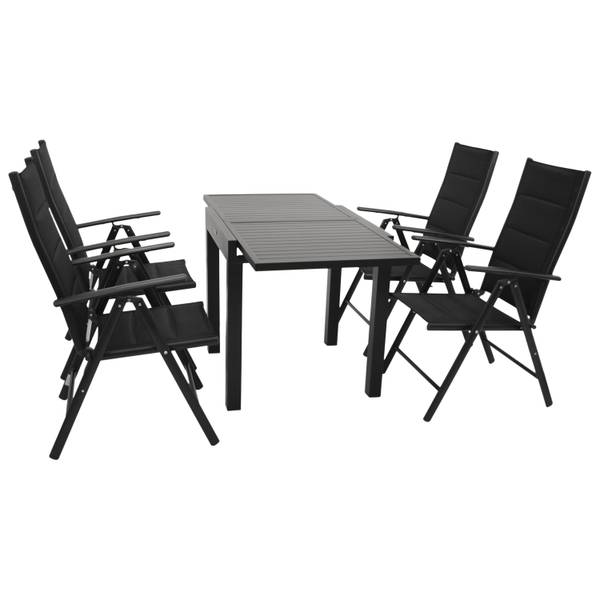Gartengarnitur ALCUDIA 5-teilig Schwarz - Grau - Aluminium - 70 x 76 x 70 cm