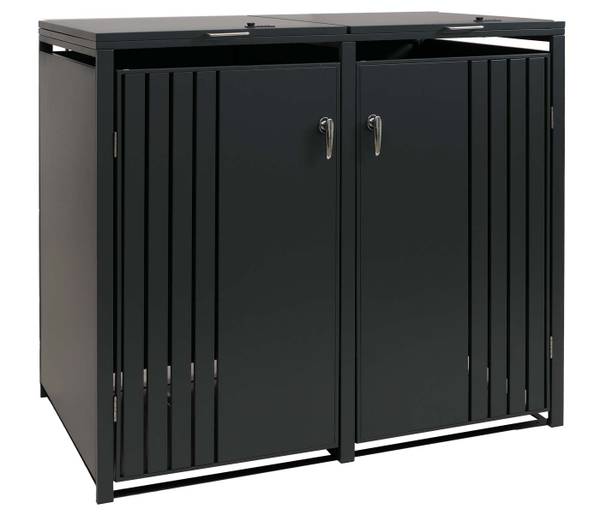 Cache-poubelle 2 places O67 Anthracite - Largeur : 132 cm