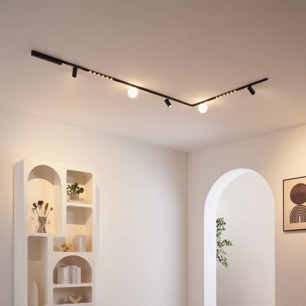 LED-Schienensystem Lyne Schwarz - Metall - 100 x 12 x 200 cm