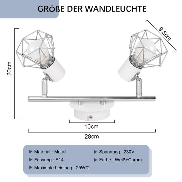 Deckenstrahler QFM Weiß - 20 x 10 x 28 cm