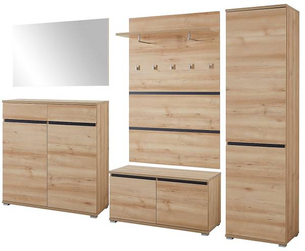 FURNARO Garderobenset (5er Set) Braun - Holzverbundwerkstoff - 276 x 200 x 40 cm
