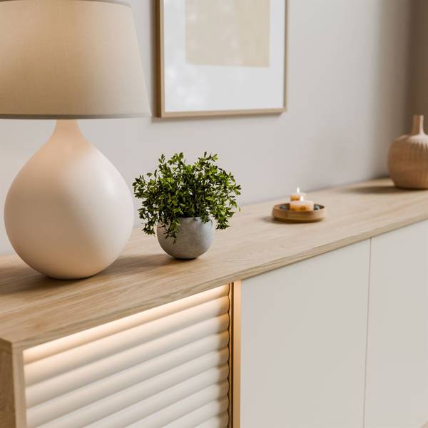 Commode FLORENCE beige - plaatmateriaal op houtbasis - 184 x 77 x 40 cm
