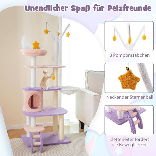 Katzenturm BH32350BGDE Violett - Holzwerkstoff - 49 x 158 x 59 cm