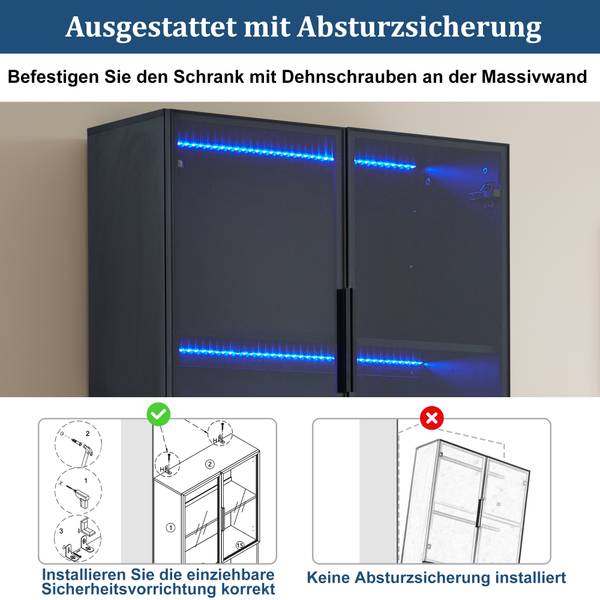 Vitrinekast Ourea Ⅲ wit - plaatmateriaal op houtbasis - glas - metaal - 30 x 200 x 80 cm